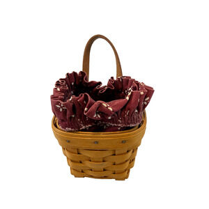 2000 Longaberger Chives Hanging Basket w/Maroon Liner Vintage 4"L x 4"W x 4"H